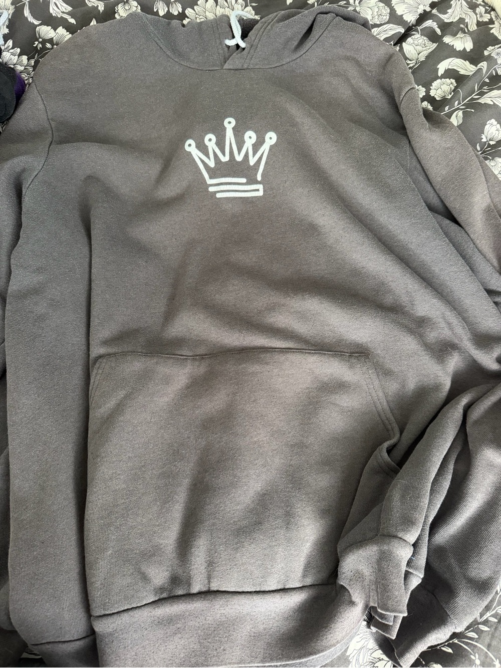Grey Unisex Lightweight Hoodie Crown Icon